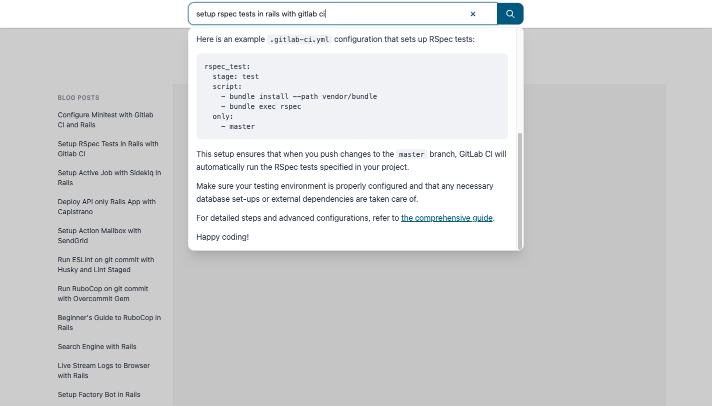 RAG search and answer