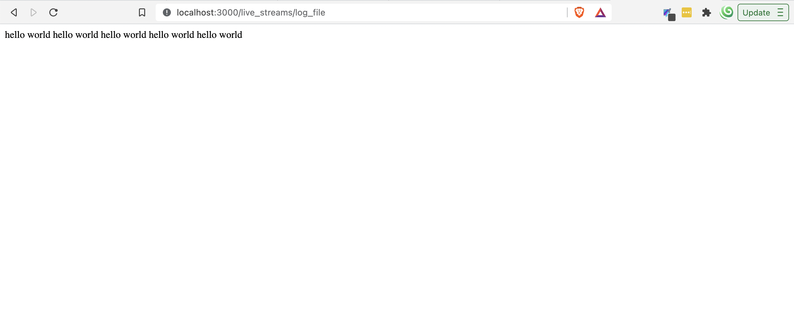 hello world is printed 5 times in the browser