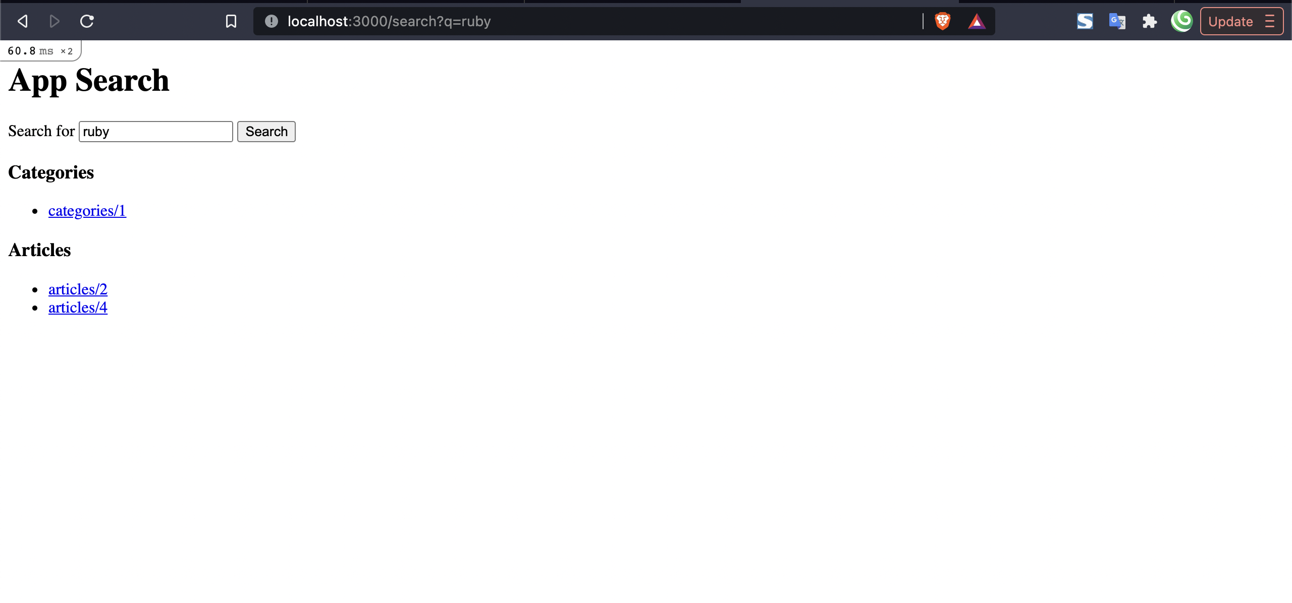 Search result are grouped by model name