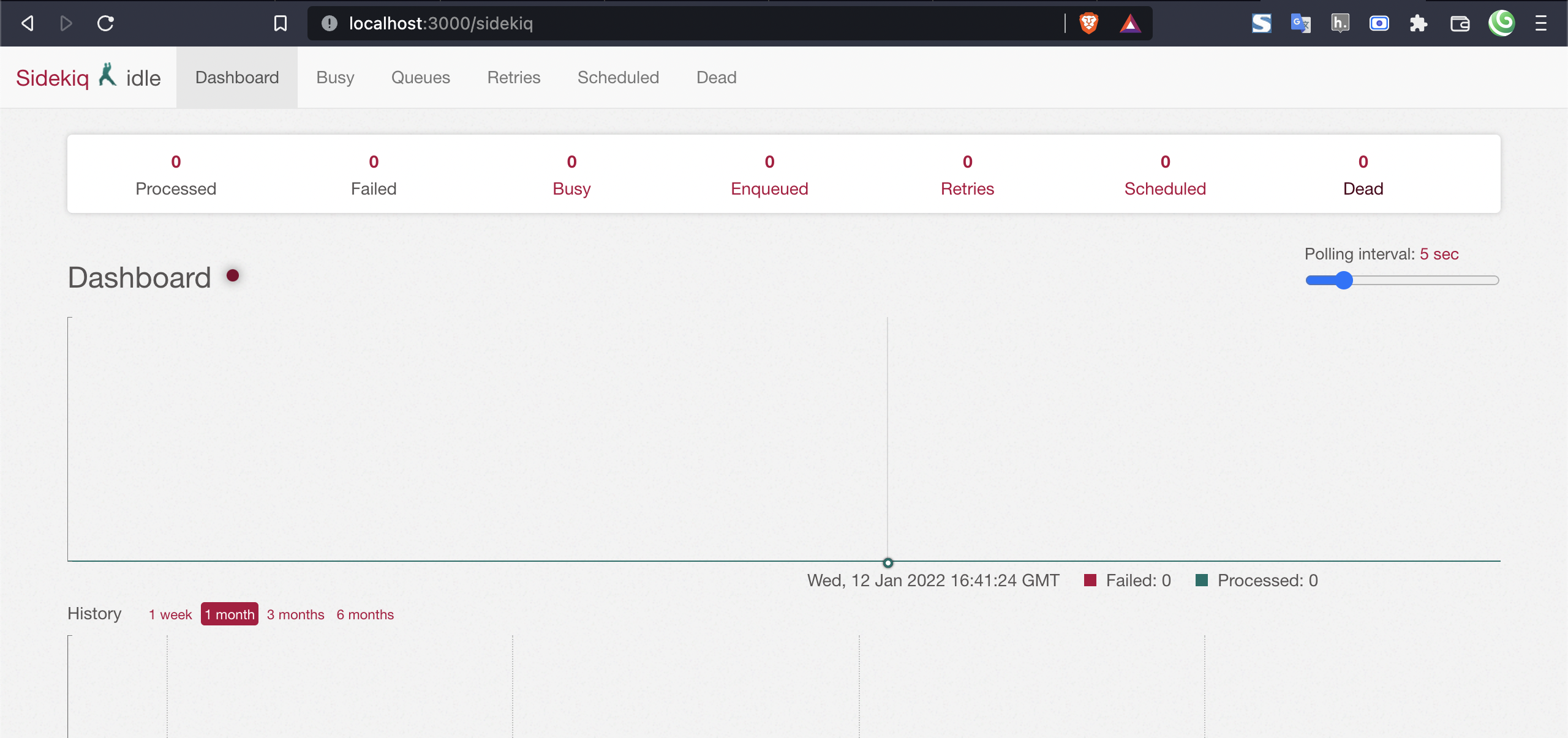 Home Page of Sidekiq UI in Rails App